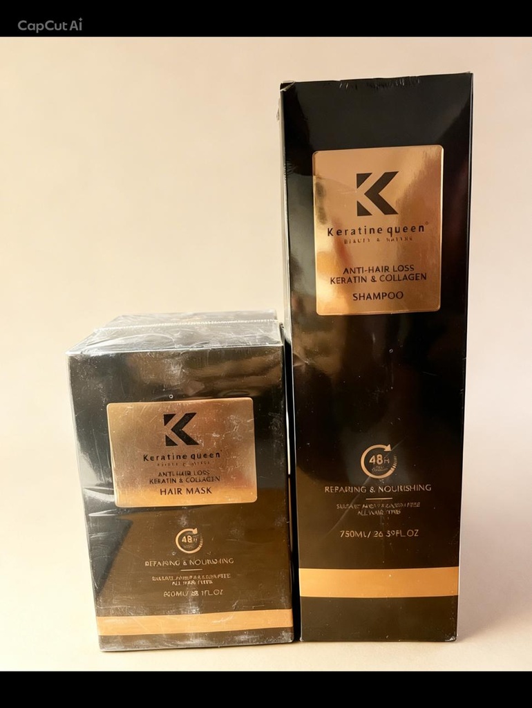 Anti Hair loss Keratin and Collagen Shampoo & Mask set(Sulfate free)